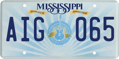 MS license plate AIG065