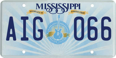 MS license plate AIG066