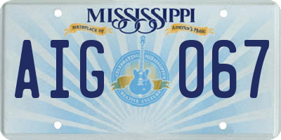 MS license plate AIG067