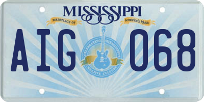 MS license plate AIG068