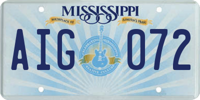 MS license plate AIG072