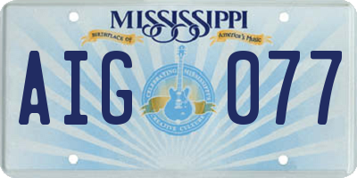 MS license plate AIG077