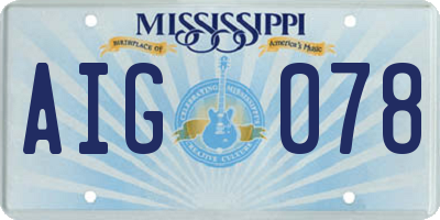 MS license plate AIG078