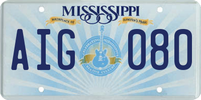 MS license plate AIG080