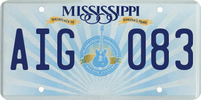 MS license plate AIG083