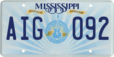 MS license plate AIG092
