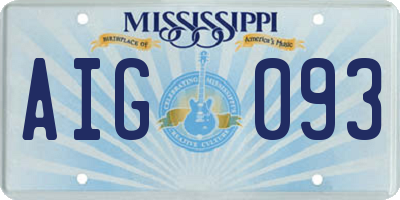 MS license plate AIG093