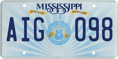 MS license plate AIG098