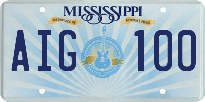 MS license plate AIG100