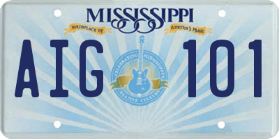 MS license plate AIG101