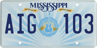MS license plate AIG103