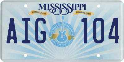 MS license plate AIG104