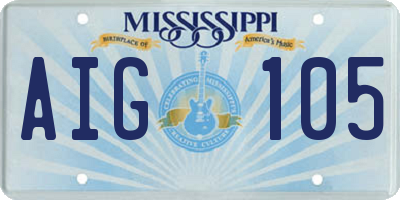 MS license plate AIG105