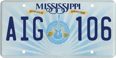 MS license plate AIG106