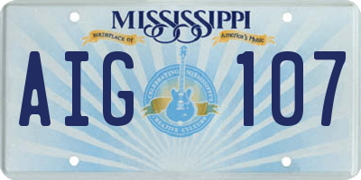 MS license plate AIG107