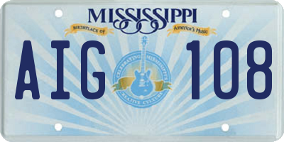 MS license plate AIG108