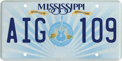 MS license plate AIG109