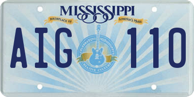 MS license plate AIG110