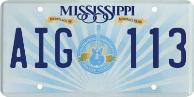 MS license plate AIG113