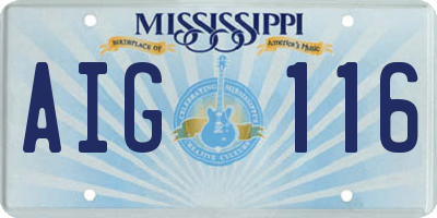 MS license plate AIG116