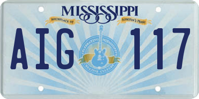MS license plate AIG117