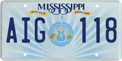 MS license plate AIG118