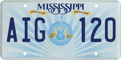 MS license plate AIG120