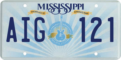 MS license plate AIG121