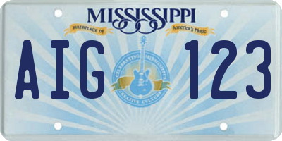 MS license plate AIG123