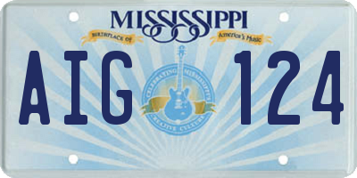 MS license plate AIG124