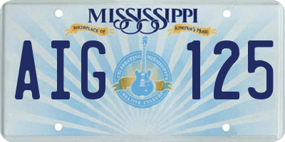 MS license plate AIG125