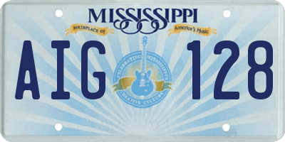 MS license plate AIG128