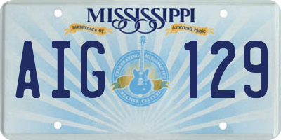 MS license plate AIG129