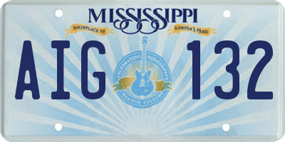 MS license plate AIG132