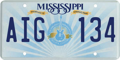 MS license plate AIG134