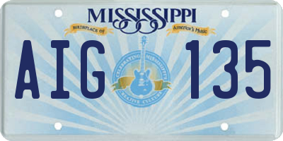 MS license plate AIG135