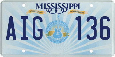 MS license plate AIG136
