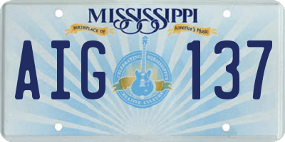 MS license plate AIG137