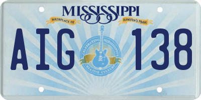 MS license plate AIG138