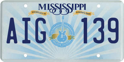 MS license plate AIG139