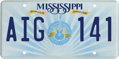 MS license plate AIG141