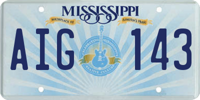 MS license plate AIG143