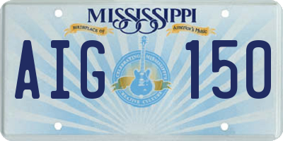 MS license plate AIG150