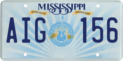 MS license plate AIG156