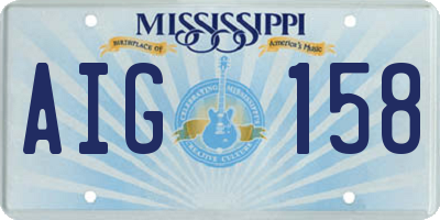 MS license plate AIG158