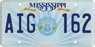 MS license plate AIG162