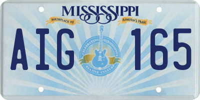 MS license plate AIG165