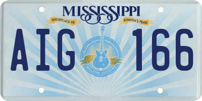MS license plate AIG166