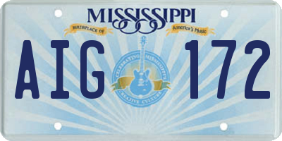 MS license plate AIG172