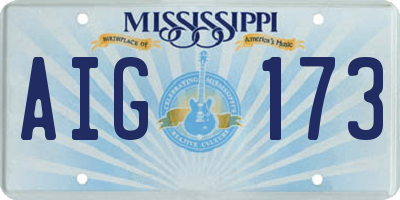 MS license plate AIG173